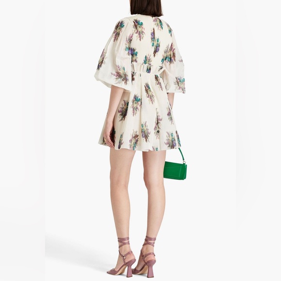 ZIMMERMANN Belted pleated floral-print organza mini dress 0 - Picture 2 of 6